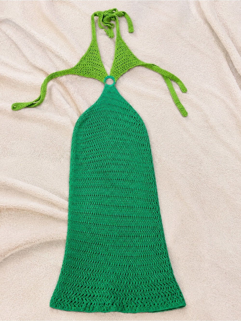 Green Crochet Halter Dress - peppermayo